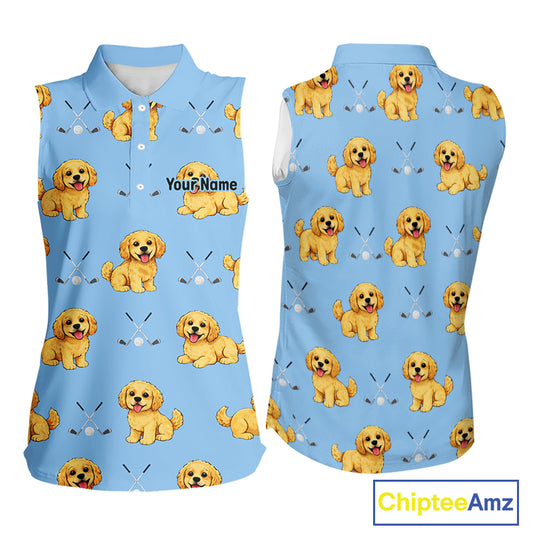 Womens Sleeveless Golf Polo Shirt Custom Funny Cockapoo Pattern Team Ladies Golf Tops, Dog Lover Gift NHN0209