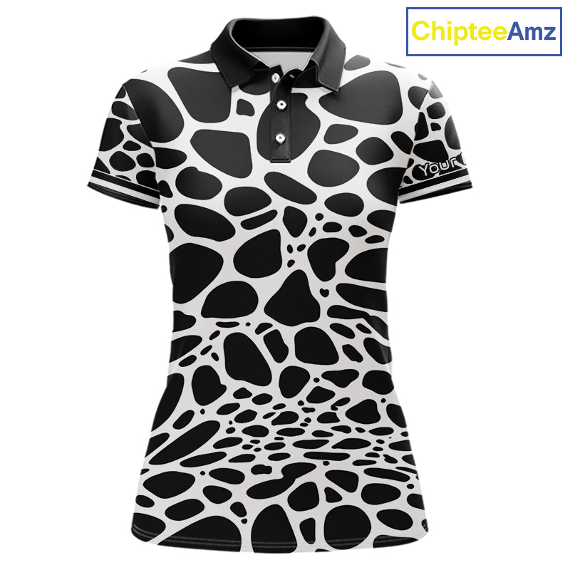 Womens Golf Polo Shirt Custom White Animal Mix Leopard Skin Prints Pattern Team Golf Tops, Golf Gift NHN0230