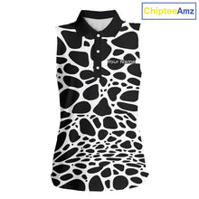 Load image into Gallery viewer, Womens Sleeveless Golf Polo Shirt Custom White Animal Mix Leopard Skin Prints Pattern Team Golf Tops NHN0230