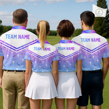 Load image into Gallery viewer, Argyle Womens Golf Polo Shirt Custom Pink &amp; Purple Plaid Golf Clubs Pattern Team Golf Top, Golf Gifts NHN0116