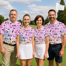 Load image into Gallery viewer, Mens Golf Polo Shirts Custom Funny Flamingo Heart Pattern Team Golf Tops For Men, Golf Gifts NHN0176