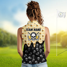 Load image into Gallery viewer, Womens Sleeveless Golf Polo Shirt Beer Skull Golf Pattern Custom Team Ladies Golf Tops, Funny Golf Gifts NHN0200
