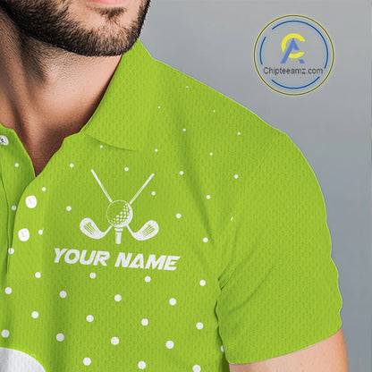 Funny Dinosaur Mens Golf Polo Shirt Green Pattern Custom Dinosaur Golf Shirts For Men NHN0100