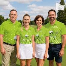Load image into Gallery viewer, Funny Dinosaur Womens Golf Polo Shirt Custom Name Green Pattern Dinosaur Golf Shirts For Ladies NHN0100