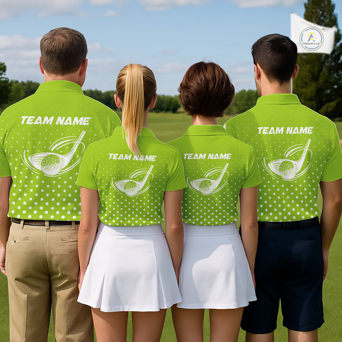 Funny Dinosaur Mens Golf Polo Shirt Green Pattern Custom Dinosaur Golf Shirts For Men NHN0100