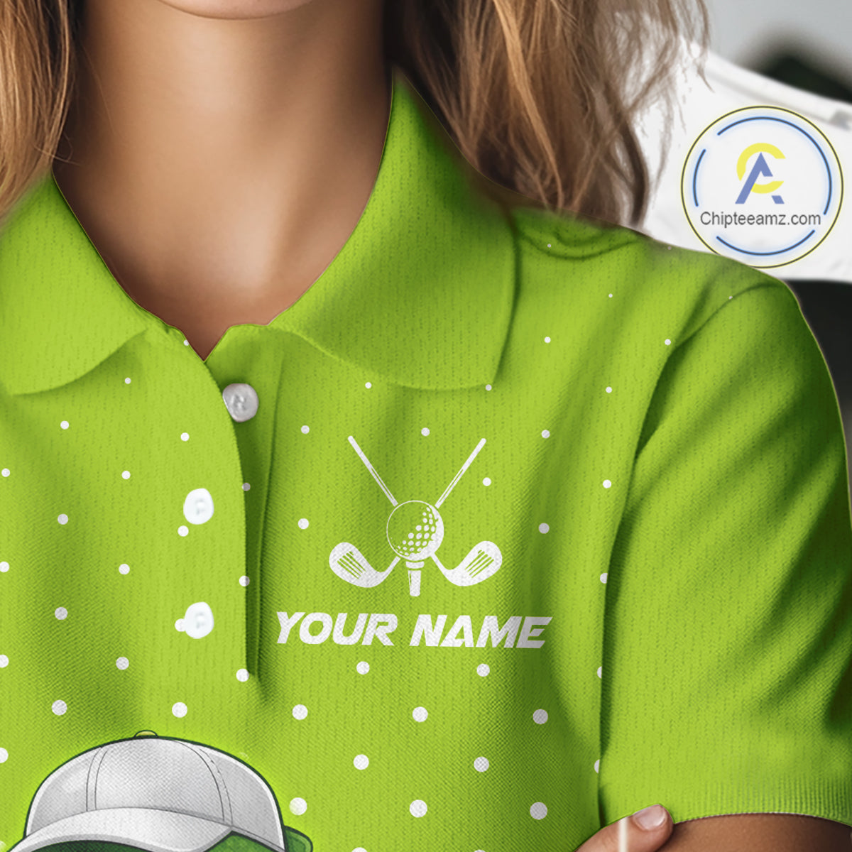 Funny Alligator Golf Polo Shirt For Women Custom Name Green Ladies Golf Apparel Funny Golf Gifts NHN0104