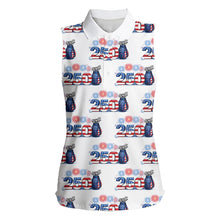 Load image into Gallery viewer, USA 250th Anniversary Womens Sleeveless Golf Polo Shirt Custom Golf Pattern Patriotic Golf Tops NHN0234