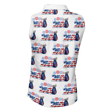 Load image into Gallery viewer, USA 250th Anniversary Womens Sleeveless Golf Polo Shirt Custom Golf Pattern Patriotic Golf Tops NHN0234