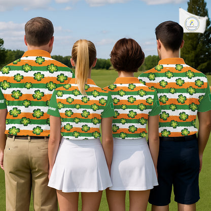 Mens Golf Polo Shirts Custom Ireland Flag St Patricks Day Green Clovers Golf Tops For Men NHN0140