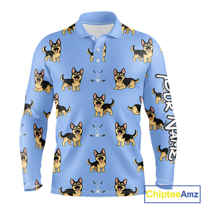 Long Sleeve Golf Polo Shirt Custom Funny German Shepherd Team Mens Golf Tops, Dog Lover Gift NHN0213