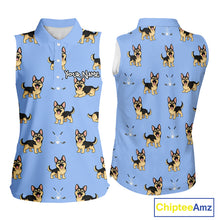 Load image into Gallery viewer, Womens Sleeveless Golf Polo Shirt Custom Funny German Shepherd Team Ladies Golf Tops, Dog Lover Gift NHN0213