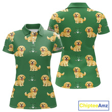 Load image into Gallery viewer, Golden Retriever Womens Golf Polo Shirt Custom Funny Green Team Ladies Golf Tops, Dog Lover Gift NHN0214