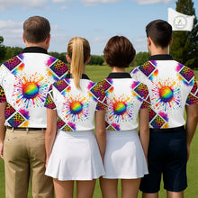 Load image into Gallery viewer, Rainbow Womens Golf Polo Shirt Leopard Print Pattern Custom Team Ladies Golf Top, Golf Gift NHN0228