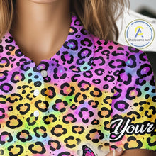 Load image into Gallery viewer, Womens Golf Polo Shirt Colorful Rainbow Leopard Print Custom Butterfly Team Ladies Golf Tops NHN0180