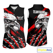 Load image into Gallery viewer, Womens Sleeveless Golf Polo Shirts Custom Red &amp; Black Grunge Pattern Eagle Golf Shirts For Men, Golf Apparel NHN0062