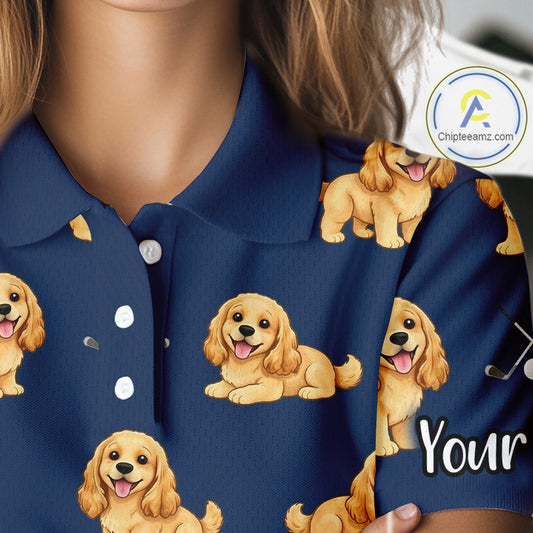 Womens Golf Polo Shirt Custom Funny Cocker Spaniel Team Ladies Golf Tops, Dog Lover Gift NHN0210