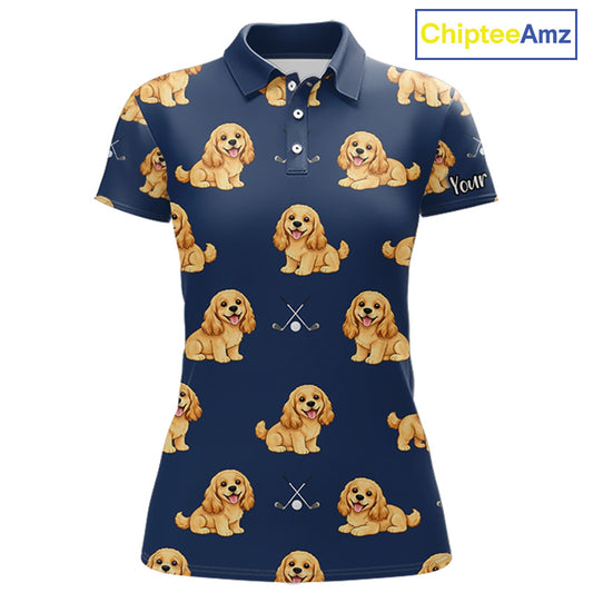 Womens Golf Polo Shirt Custom Funny Cocker Spaniel Team Ladies Golf Tops, Dog Lover Gift NHN0210