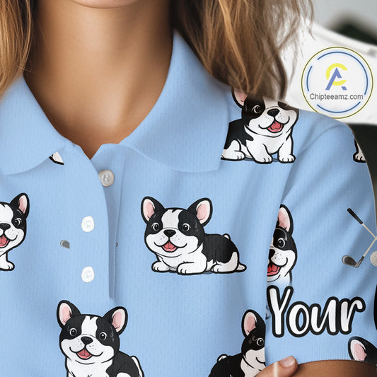Womens Golf Polo Shirt Custom Funny French Bulldog Team Ladies Golf Tops, Dog Lover Gift NHN0212