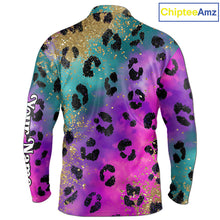 Load image into Gallery viewer, Long Sleeve Golf Polo Shirt Custom Colorful Neon Rainbow Leopard Pattern Team Golf Tops, Golf Gifts NHN0217