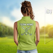 Load image into Gallery viewer, Womens Sleeveless Golf Polo Shirt Custom Green &amp; White Golf Shirts For Team Personalized Golf Gifts NHN0096