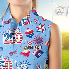 Load image into Gallery viewer, America 250th Anniversary Womens Sleeveless Golf Polo Shirt, Patriotic USA Golf Shirts, Golf Gift NHN0232