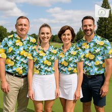 Load image into Gallery viewer, Funny Mens Golf Polo Shirts Custom Blue Lemon Tree Pattern Golf Top For Men, Golf Gifts NHN0142