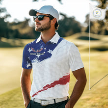 Load image into Gallery viewer, American Flag Mens Golf Polo Shirts Custom Patriotic Team Golf Shirts For Men Golf Gifts NHN0008