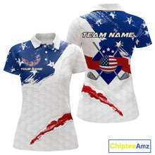 Load image into Gallery viewer, American Flag Womens Golf Polo Shirts Custom Patriotic Team Golf Shirts For Women Golf Gifts NHN0008