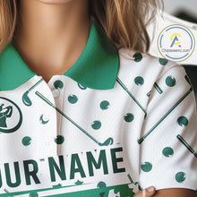 Load image into Gallery viewer, Green Golf Clubs Womens Golf Polo Shirt Custom Name Camo Pattern Golf Shirts Custom Team Golf Top NHN0017