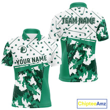 Load image into Gallery viewer, Green Golf Clubs Mens Golf Polo Shirt Custom Name Camo Pattern Golf Shirts Custom Team Golf Top NHN0017