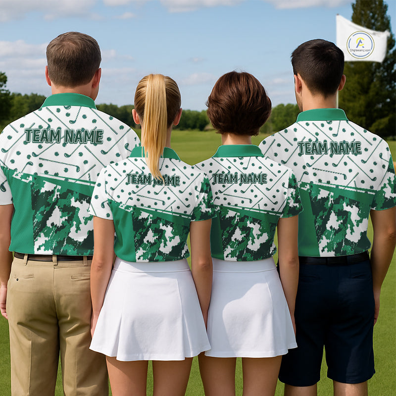 Green Golf Clubs Womens Golf Polo Shirt Custom Name Camo Pattern Golf Shirts Custom Team Golf Top NHN0017