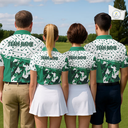 Green Golf Clubs Womens Golf Polo Shirt Custom Name Camo Pattern Golf Shirts Custom Team Golf Top NHN0017