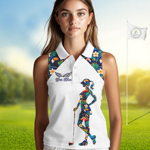Load image into Gallery viewer, Funny Womens Sleeveless Golf Polo Shirt Custom Toucan Tropical Pattern, Flamingo Golf Shirts For LadiesNHN0099