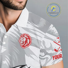 Load image into Gallery viewer, Lion Mens Golf Polo Shirt Red And White Lion King Sketching Polo Shirt Best Golf Shirt For Men NHN0055