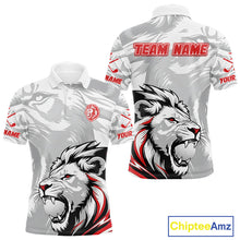 Load image into Gallery viewer, Lion Mens Golf Polo Shirt Red And White Lion King Sketching Polo Shirt Best Golf Shirt For Men NHN0055