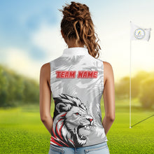Load image into Gallery viewer, Lion Womens Sleeveless Golf Polo Shirt Custom Red And White Lion Best Golf Shirts For Women NHN0055