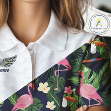 Load image into Gallery viewer, Womens Golf Polo Shirt Custom Toucan Tropical Pattern, Flamingo Golf Shirts For Ladies NHN0192