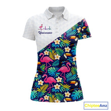 Load image into Gallery viewer, Funny Womens Golf Polo Shirt Custom Toucan Tropical Pattern, Flamingo Golf Shirts For Ladies NHN0192