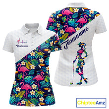 Load image into Gallery viewer, Funny Womens Golf Polo Shirt Custom Toucan Tropical Pattern, Flamingo Golf Shirts For Ladies NHN0192