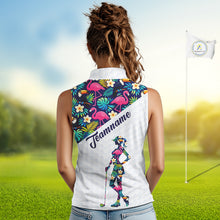 Load image into Gallery viewer, Funny Womens Sleeveless Golf Polo Shirt Custom Toucan Tropical Pattern, Flamingo Golf Shirt For Ladies NHN0192
