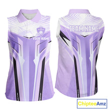 Load image into Gallery viewer, Womens Sleeveless Golf Polo Shirt Purple Geometric Pattern Custom Team Ladies Golf Tops, Golf Gifts NHN0199