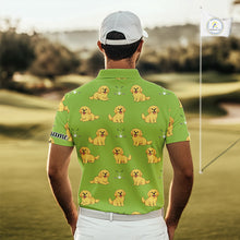 Load image into Gallery viewer, Mens Golf Polo Shirt Custom Funny Golden Retriever Team Mens Golf Tops Green, Dog Lover Gift NHN0214
