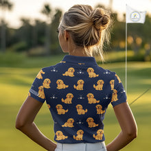 Load image into Gallery viewer, Funny Golden Retriever Womens Golf Polo Shirt Custom Blue Team Ladies Golf Tops, Dog Lover Gift Nhn0214