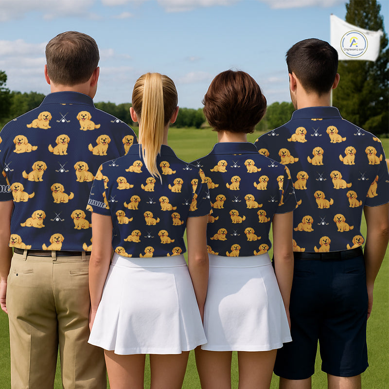 Funny Golden Retriever Mens Golf Polo Shirt Custom Blue Team Mens Golf Tops, Dog Lover Gift Nhn0214