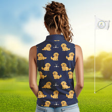 Load image into Gallery viewer, Funny Golden Retriever Womens Sleeveless Golf Polo Shirt Custom Team Ladies Golf Tops, Dog Lover Gift Nhn0214