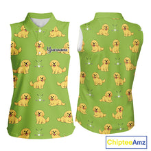 Load image into Gallery viewer, Womens Sleeveless Golf Polo Shirt Custom Funny Golden Retriever Team Ladies Golf Tops, Dog Lover Gift NHN0214