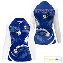Load image into Gallery viewer, Womens Long Sleeve Golf Polo Shirt Custom Blue Eagle Golf Shirts For Team, Golf Top For Ladies NHN0081