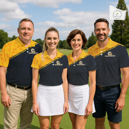 Funny Dragon Mens Golf Polo Shirts Custom Yellow And Blue Dragon Pattern Team Golf Outfits, Golf Gifts NHN0102