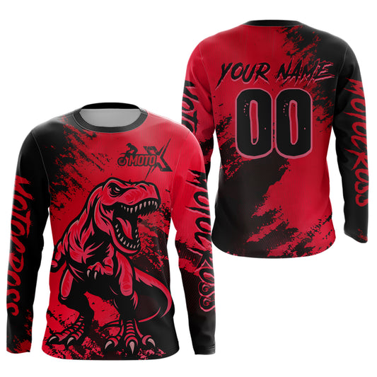 Red Dinosaur Motocross Jersey Dirt Bike Shirts for Men Kid Women Racing Jersey XM417