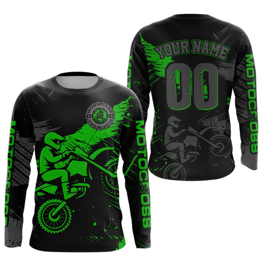 Custom Green Motocross Racing Jersey for Kid Women Men Personalized Dirt Bike Shirts XM425